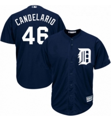 Youth Majestic Detroit Tigers 46 Jeimer Candelario Replica Navy Blue Alternate Cool Base MLB Jersey 