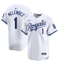 Men Kansas City Royals 1 MJ Melendez White 2024 Home Limited Stitched Baseball Jersey