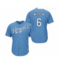 Mens Kansas City Royals 6 Willie Wilson Replica Light Blue Alternate 1 Cool Base Baseball Jersey 