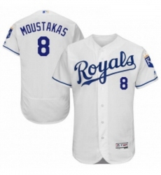 Mens Majestic Kansas City Royals 8 Mike Moustakas White Flexbase Authentic Collection MLB Jersey