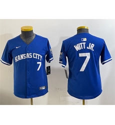 Youth Kansas City Royals 7 Bobby Witt Jr  Royal Limited Stitched Baseball Jersey