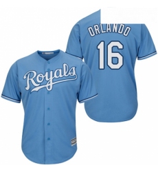 Youth Majestic Kansas City Royals 16 Paulo Orlando Authentic Light Blue Alternate 1 Cool Base MLB Jersey