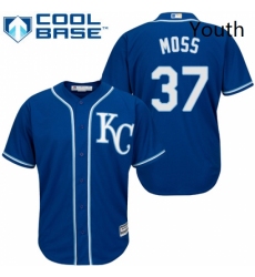 Youth Majestic Kansas City Royals 37 Brandon Moss Replica Blue Alternate 2 Cool Base MLB Jersey