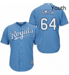 Youth Majestic Kansas City Royals 64 Burch Smith Authentic Light Blue Alternate 1 Cool Base MLB Jersey 