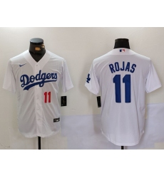 Men Los Angeles Dodgers 11 Miguel Rojas White Cool Base Stitched Baseball Jersey 2