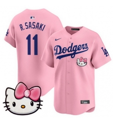 Men Los Angeles Dodgers 11 Roki Sasaki Pink 2025 Hello Kitty Vapor Limited Stitched Baseball Jersey Men Los Angeles Dodgers 11 Roki Sasaki Pink 2025 Hello Kitty Vapor Limited Stitched Baseball Jersey