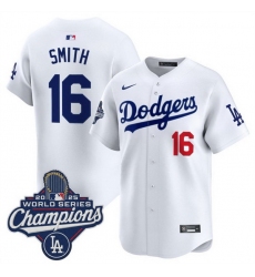 Men Los Angeles Dodgers 16 Will Smith White 2025 World Series Champions Patch Home Limited Stitched Baseball Jersey Men Los Angeles Dodgers 16 Will Smith White 2025 World Series Champions Patch Home Limited Stitched Baseball Jersey
