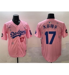 Men Los Angeles Dodgers 17  Shohei Ohtani Pink 2025 Tokyo Series Limited Stitched Baseball Jersey