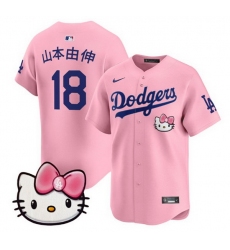 Men Los Angeles Dodgers 18  Yoshinobu Yamamoto Pink 2025 Hello Kitty Vapor Limited Stitched Baseball Jersey