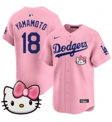 Men Los Angeles Dodgers 18 Yoshinobu Yamamoto Pink 2025 Hello Kitty Vapor Limited Stitched Baseball Jersey Men Los Angeles Dodgers 18 Yoshinobu Yamamoto Pink 2025 Hello Kitty Vapor Limited Stitched Baseball Jersey