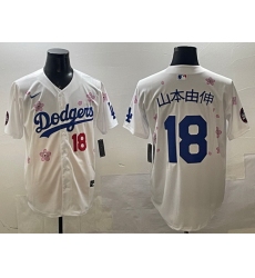 Men Los Angeles Dodgers 18  Yoshinobu Yamamoto White 2025 Tokyo Series Limited Stitched Baseball Jersey
