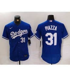 Men Los Angeles Dodgers 31 Mike Piazza Blue Flex Base Stitched Baseball Jersey 1