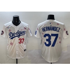 Men Los Angeles Dodgers 37 Teoscar Hernandez White 2025 Tokyo Series Limited Stitched Baseball Jersey