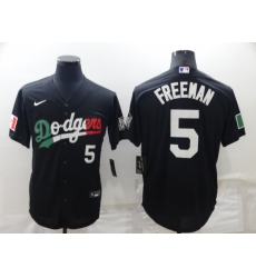 Men Los Angeles Dodgers 5 Freddie Freeman Black Cool Base Stitched Baseball Jersey