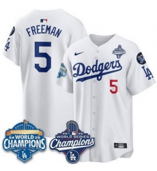 Men Los Angeles Dodgers 5 Freddie Freeman White 2025 World Series Champions 26 Back to Back Champions With No 34 Patch Limited Stitched Baseball Jersey Men Los Angeles Dodgers 5 Freddie Freeman White 2025 World Series Champions 26 Back to Back Champions With No 34 Patch Limited Stitched Baseball Jersey