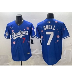 Men Los Angeles Dodgers 7 Blake Snell Royal 2025 World Series Champions Patch Tokyo Series Limited Stitched Baseball Jersey