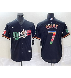 Men Los Angeles Dodgers 7 Julio Urias Black Mexico Cool Base Stitched Jersey 5