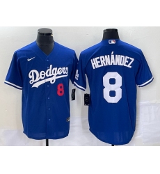 Men Los Angeles Dodgers 8 Enrique Hernandez Blue Cool Base Stitched Jersey