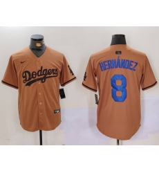 Men Los Angeles Dodgers 8 Kike Hernandez Brown Cool Base Stitched Baseball Jersey 7