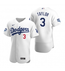 Men Los Angeles Dodgers Chris Taylor White 2020 World Series Champions Flex Base Jersey