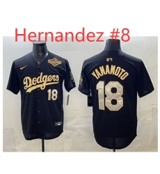 Men Los Angeles Dodgers Enrique Hernandez #8 Black Gold 2025 World Series Patch Limited Stitched Baseball Jersey Men Los Angeles Dodgers Enrique Hernandez #8 Black Gold 2025 World Series Patch Limited Stitched Baseball Jersey
