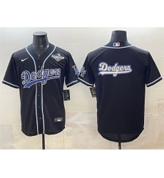 Men Los Angeles Dodgers Team Big Logo Black Fashion 2025 World Series Cool Base Stitched Baseball Jersey 002