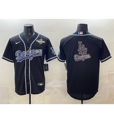 Men Los Angeles Dodgers Team Big Logo Black Fashion 2025 World Series Cool Base Stitched Baseball Jersey 004