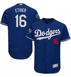 Mens Majestic Los Angeles Dodgers 16 Andre Ethier Royal Blue Flexbase Authentic Collection 2018 World Series Jersey