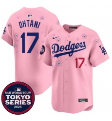 Women Los Angeles Dodgers 17 Shohei Ohtani Pink 2025 Tokyo Series Limited Stitched Baseball Jersey