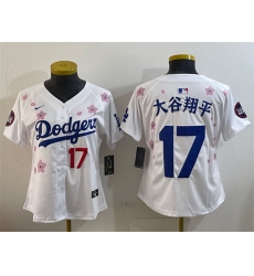 Women Los Angeles Dodgers 17  Shohei Ohtani White 2025 Tokyo Series Limited Stitched Baseball Jersey