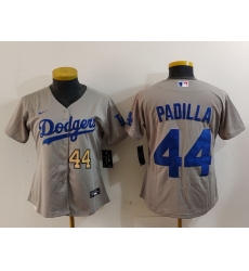 Women Los Angeles Dodgers 44 Vicente Padilla Grey Stitched Jersey  3