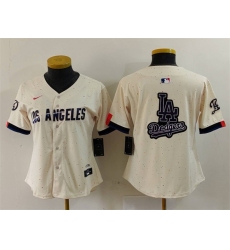 Women Los Angeles Dodgers Team Big Logo Cream 2024 City Connect Limited Stitched Jersey 3