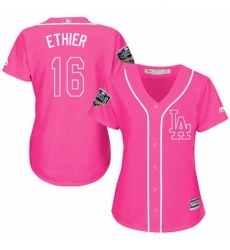 Womens Majestic Los Angeles Dodgers 16 Andre Ethier Authentic Pink Fashion Cool Base 2018 World Series MLB Jersey