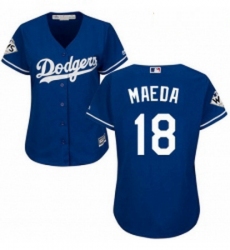 Womens Majestic Los Angeles Dodgers 18 Kenta Maeda Authentic Royal Blue Alternate 2017 World Series Bound Cool Base MLB Jersey