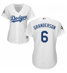 Womens Majestic Los Angeles Dodgers 6 Curtis Granderson Authentic White Home 2017 World Series Bound Cool Base MLB Jersey 