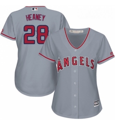 Womens Majestic Los Angeles Angels of Anaheim 28 Andrew Heaney Authentic Grey Road Cool Base MLB Jersey