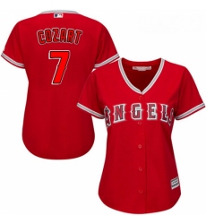 Womens Majestic Los Angeles Angels of Anaheim 7 Zack Cozart Authentic Red Alternate MLB Jersey 