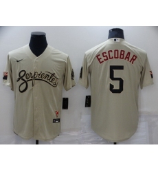 Men Milwaukee Brewers 5 Eduardo Escobar Cream Cool Base Stitched jersey