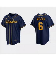 Men Milwaukee Brewers 6 Owen Miller Navy Cool Base Stitched Jersey