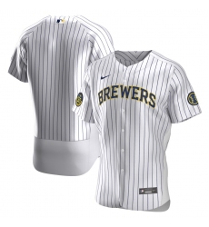 Men Milwaukee Brewers Men Nike White Home 2020 Flex Base Team MLB Jersey