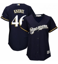 Womens Majestic Milwaukee Brewers 46 Corey Knebel Authentic Navy Blue Alternate Cool Base MLB Jersey 