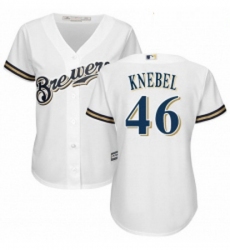 Womens Majestic Milwaukee Brewers 46 Corey Knebel Replica White Home Cool Base MLB Jersey 