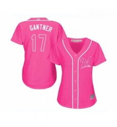 Womens Milwaukee Brewers 17 Jim Gantner Replica Pink Fashion Cool Base Baseball Jersey 