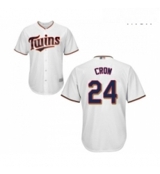 Mens Minnesota Twins 24 C J Cron Replica White Home Cool Base Baseball Jersey 