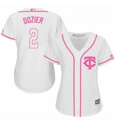 Womens Majestic Minnesota Twins 2 Brian Dozier Authentic White Fashion Cool Base MLB Jersey