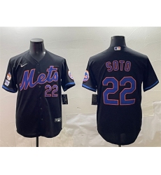 Men New York Mets 22 Juan Soto Black 2025 Spring Training Cool Base Stitched Baseball Jersey