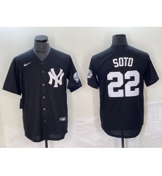 Men New York Yankees 22 Juan Soto Black Cool Base With Patch Stitched Baseball Jersey