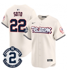 Men New York Yankees 22 Juan Soto Cream The Bronx Graffiti V2 Vapor Limited Stitched Baseball Jersey