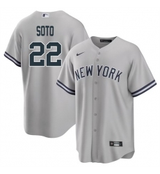 Men New York Yankees 22 Juan Soto Grey Cool Base Stitched Baseball Jersey