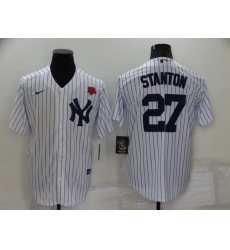 Men New York Yankees 27 Giancarlo Stanton White Cool Base Stitched Baseball Jerseys